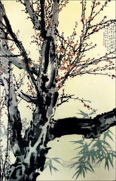 Xu Beihong Ju Peon Painting - Xu Beihong floral plum blossom old China ink